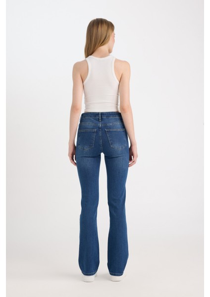 Bootcut Normal Bel Cepli Uzun Jean Yıkamalı Pantolon D5527AX24WN
