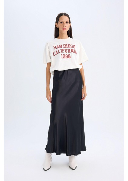 A Kesim Normal Bel Saten Maxi Etek D6930AXNS