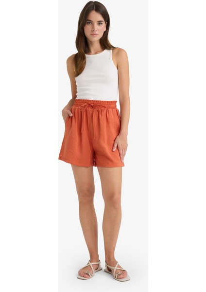 Yüksek Beli Lastikli Düz Paça Şort F0487AX25SM fiyatları