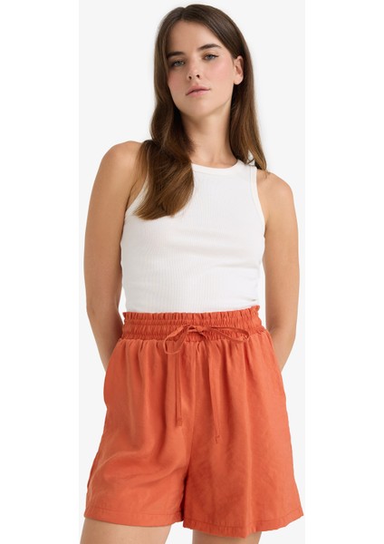 Yüksek Beli Lastikli Düz Paça Şort F0487AX25SM indirimleri