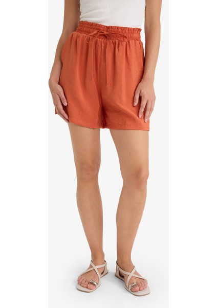 Yüksek Beli Lastikli Düz Paça Şort F0487AX25SM