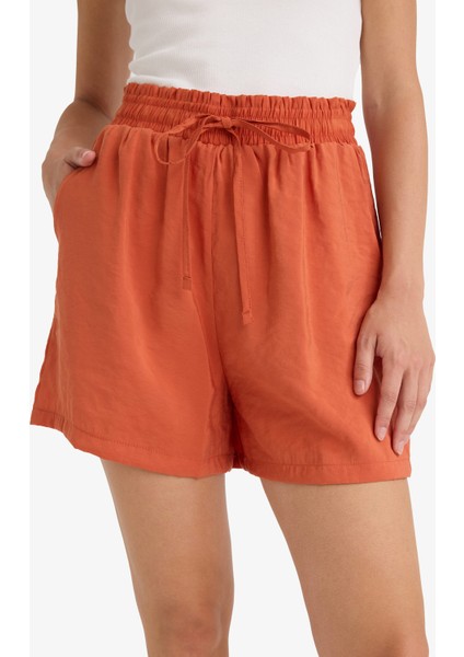 Yüksek Beli Lastikli Düz Paça Şort F0487AX25SM