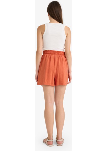 Yüksek Beli Lastikli Düz Paça Şort F0487AX25SM