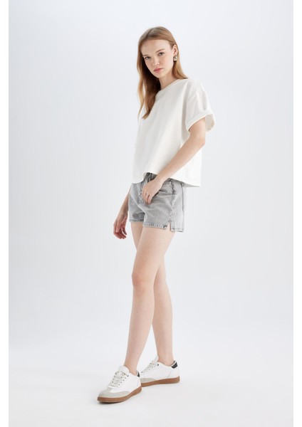 Mom Fit Yüksek Bel Jean Şort C0689AX24HS modelleri