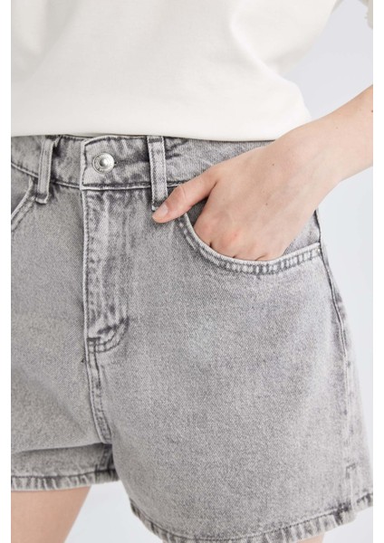 Mom Fit Yüksek Bel Jean Şort C0689AX24HS indirimleri