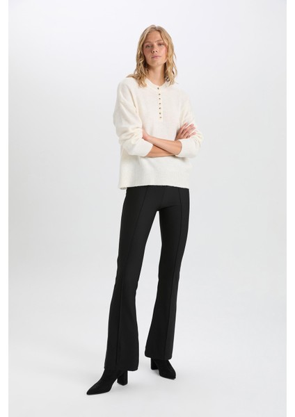 İspanyol Paça Yüksek Bel Pantolon Tayt X3148AZ24AU