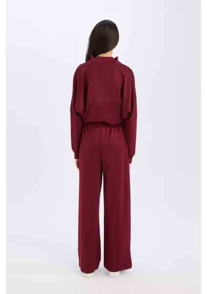 Wide Leg Geniş Bol Paça Eşofman Altı Basic Düz Beli Lastikli Bağcıklı E3953AX24WN