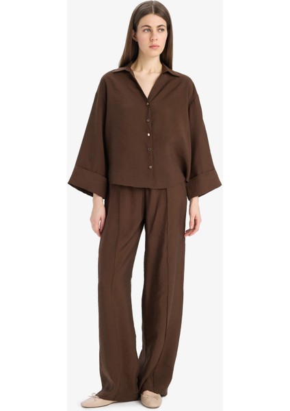 Wide Leg Modal Kumaş Palazzo Pantolon Yüksek Bel Düz Paça Geniş Paça E8235AX25SM fiyatları