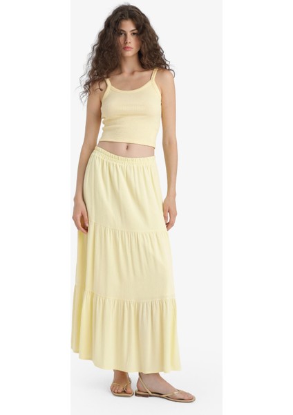 Yüksek Bel Pamuk Astarlı Krinkıl Viskon Maxi Etek D5033AX25SM indirimleri