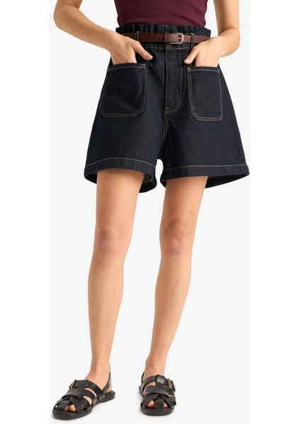 Paperbag Yüksek Bel Katlamalı Paça Jean Şort indirimleri