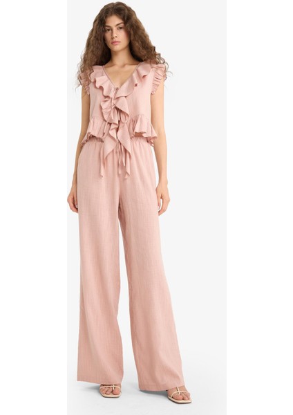 Wide Leg Çift Cepli Normal Bel Standart Boy Pantolon D1009AX25SP fırsatları