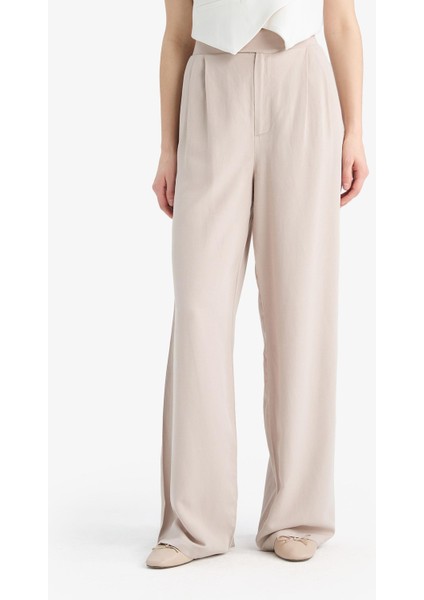 Wide Leg Geniş Paça Uzun Boy Keten Karışımlı Kumaş Palazzo Pantolon E0112AX25SP indirimleri