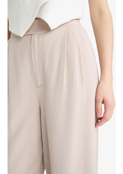 Wide Leg Geniş Paça Uzun Boy Keten Karışımlı Kumaş Palazzo Pantolon E0112AX25SP