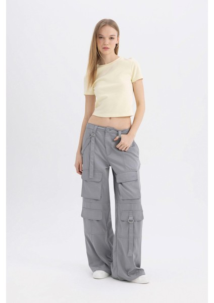 Coool Wide Leg Geniş Paça Normal Bel Pantolon Kargo Cepli Basic Düz C4710AX24SP fiyatları
