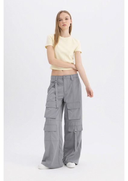 Coool Wide Leg Geniş Paça Normal Bel Pantolon Kargo Cepli Basic Düz C4710AX24SP modelleri