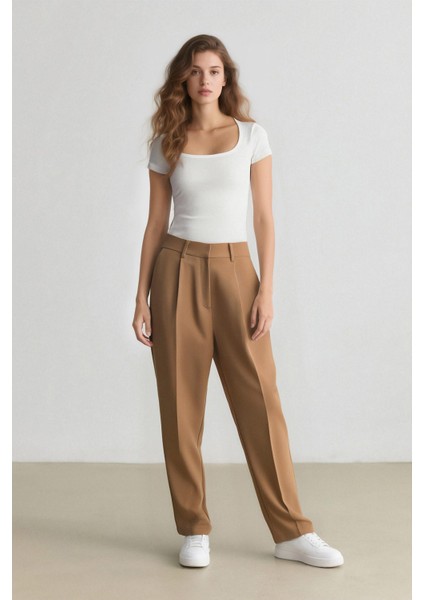 Sorbe x DeFacto Tapered Fit Pantolon Yüksek Bel Pensli Düz Paça Cepli D9908Ax24AU fiyatları