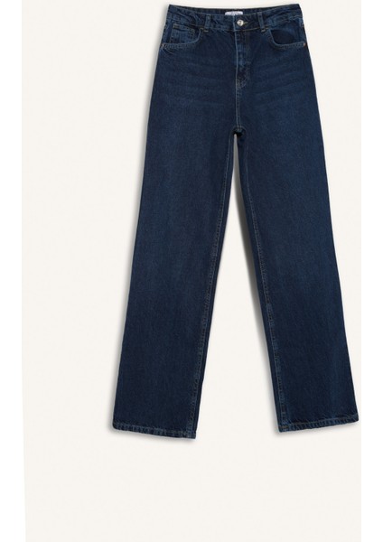 90's Wide Leg Yüksek Bel Uzun Jean Yıkamalı Pantolon E4269AX25SP