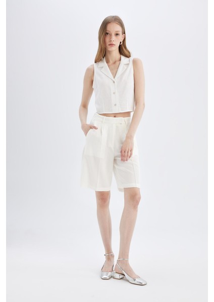 Yüksek Bel Kısa Paça Saten Şort D1326AX24SM