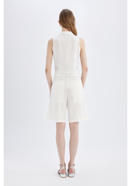 Yüksek Bel Kısa Paça Saten Şort D1326AX24SM