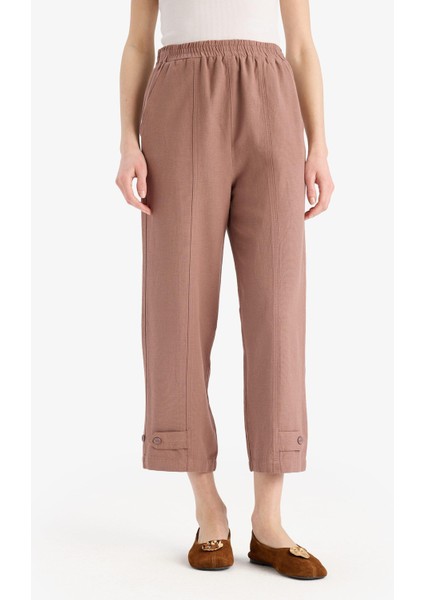 Keten Karışımlı Basic Düz Kısa Paça Harem Pantolon B7506AX25SP fırsatları