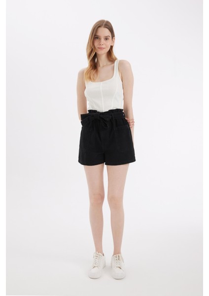 Paperbag Yüksek Bel Jean Şort fiyatları