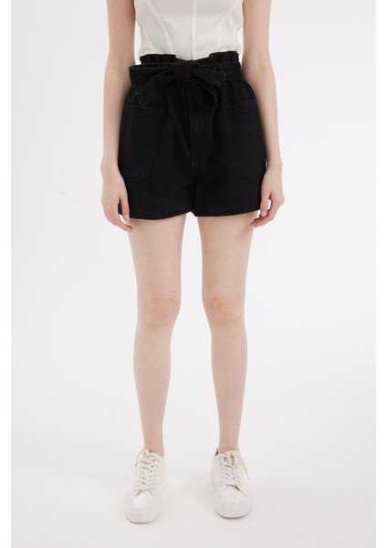 Paperbag Yüksek Bel Jean Şort fırsatları