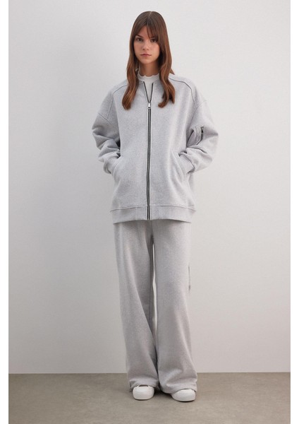 Wide Leg Geniş Paça Eşofman Altı Beli Lastikli Yan Fermuarlı Basic Düz C1818AX24SP fiyatları