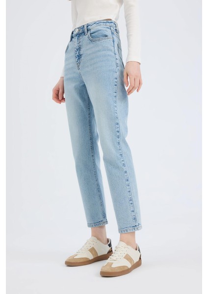 Mary Vintage Straight Fit Yüksek Bel Düz Paça Jean Kar Yıkamalı Pantolon D7981AX25SP fırsatları