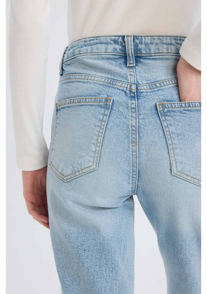Mary Vintage Straight Fit Yüksek Bel Düz Paça Jean Kar Yıkamalı Pantolon D7981AX25SP