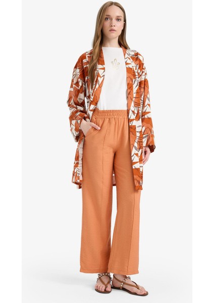Regular Fit Beli Lastikli Cepli Düz Paça Pantolon F0984AX25SM fırsatları