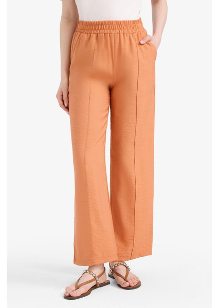Regular Fit Beli Lastikli Cepli Düz Paça Pantolon F0984AX25SM