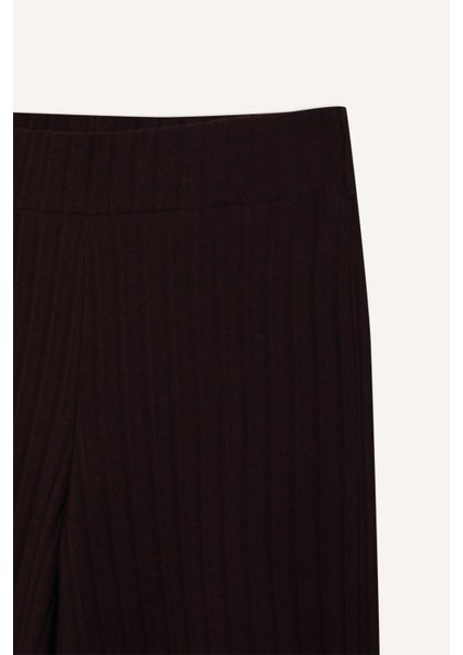 Wide Leg Geniş Paça Eşofman Altı Normal Bel Fitilli Kaşkorse Kumaş Basic Düz B2405AX25SP