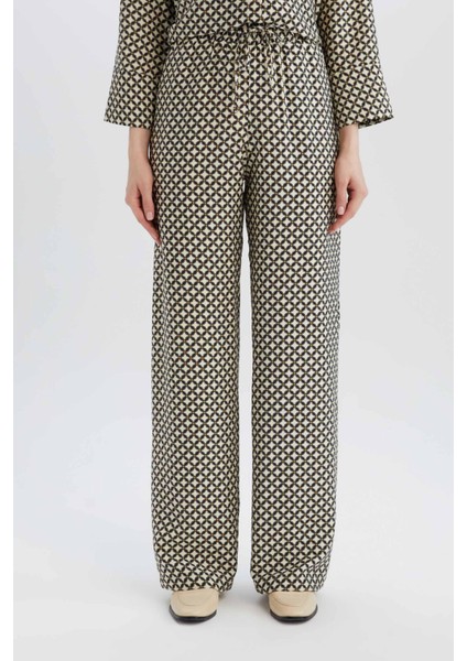 Wide Leg Geniş Bol Paça Desenli Yüksek Bel Rahat Palazzo Pantolon C4042AX25SP modelleri