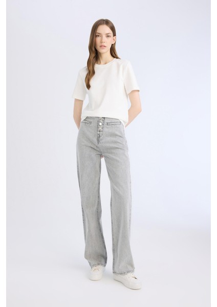 90's Wide Leg Geniş Kalıp Yüksek Bel Geniş Paça Uzun Jean Yıkamalı Pantolon D4323AX24AU modelleri