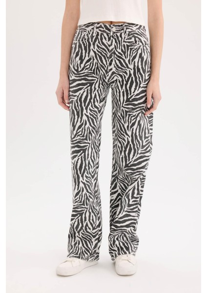 Straight Fit Gabardin Pantolon Zebra Desenli Normal Bel Standart Boy E4134AX25SP fırsatları