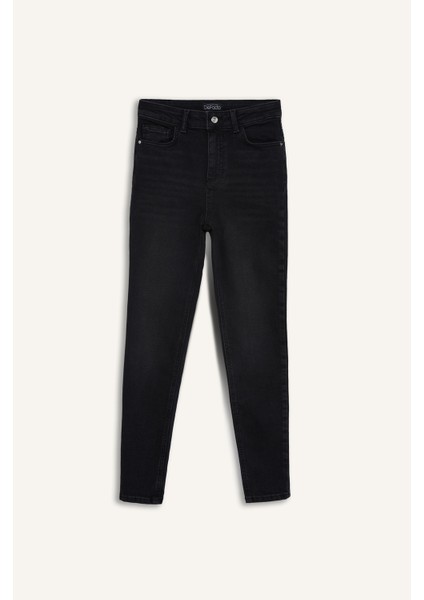 Skinny Fit Yüksek Bel Düz Paça Uzun Jean Kar Yıkamalı Pantolon D6601AX25SP