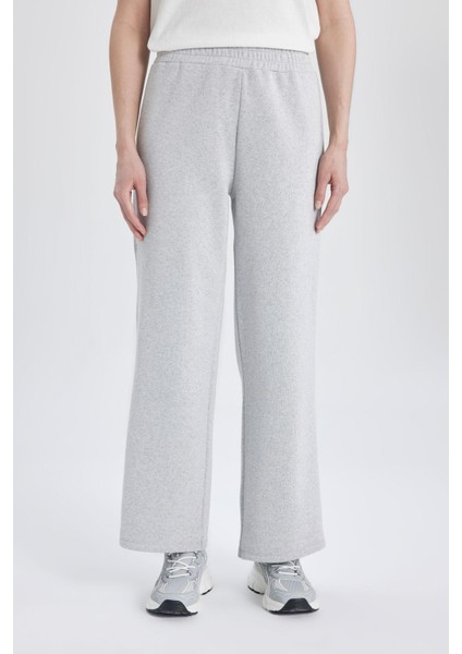 Wide Leg Geniş Paça Eşofman Altı Beli Lastikli Yan Fermuarlı Basic Düz C1818AX24SP