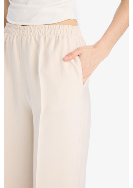 Wide Leg Tensel Kumaş Palazzo Pantolon Cepli Yüksek Bel Uzun Geniş Paça E8502AX25SM