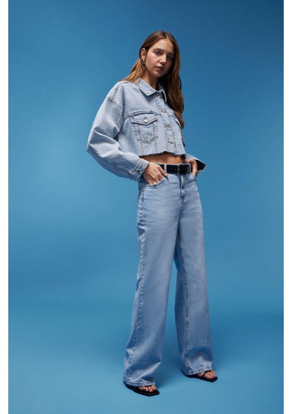 90's Wide Leg Yüksek Bel Uzun Jean Yıkamalı Pantolon E4269AX25SP modelleri