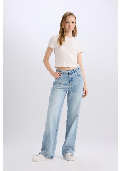 90's Wide Leg Yüksek Bel Uzun Jean Yıkamalı Pantolon E4269AX25SP indirimleri