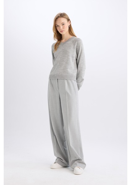 Standart Boy Kumaş Palazzo Pantolon Wide Leg Geniş Bol Paça Basic Düz Yüksek Bel C6402AX25SP modelleri