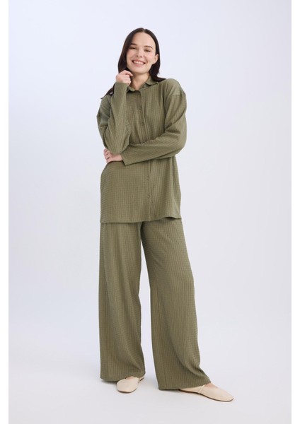Bürümcük Pantolon Straight Fit Beli Lastikli Basic Düz Geniş Bol Paça D7522AX24AU modelleri