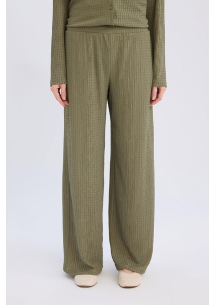 Bürümcük Pantolon Straight Fit Beli Lastikli Basic Düz Geniş Bol Paça D7522AX24AU indirimleri