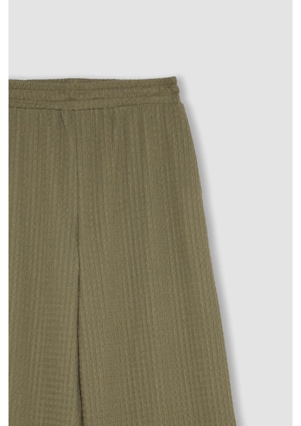 Bürümcük Pantolon Straight Fit Beli Lastikli Basic Düz Geniş Bol Paça D7522AX24AU