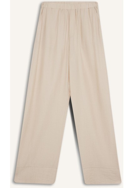 Wide Leg Beli Lastikli Krinkıl Kumaş Geniş Paça Pantolon D7591AX25SM