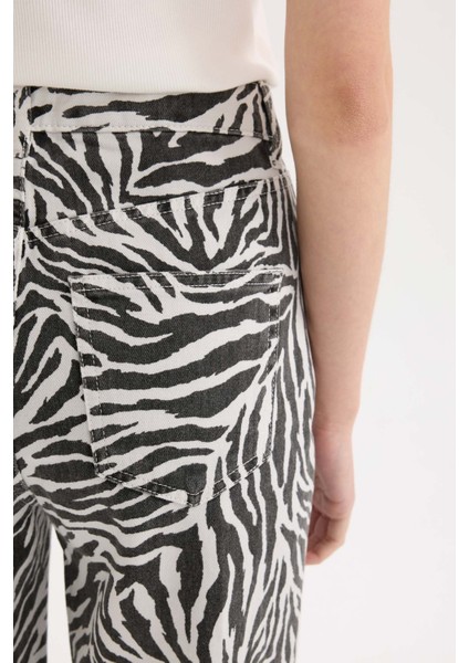 Straight Fit Gabardin Pantolon Zebra Desenli Normal Bel Standart Boy E4134AX25SP