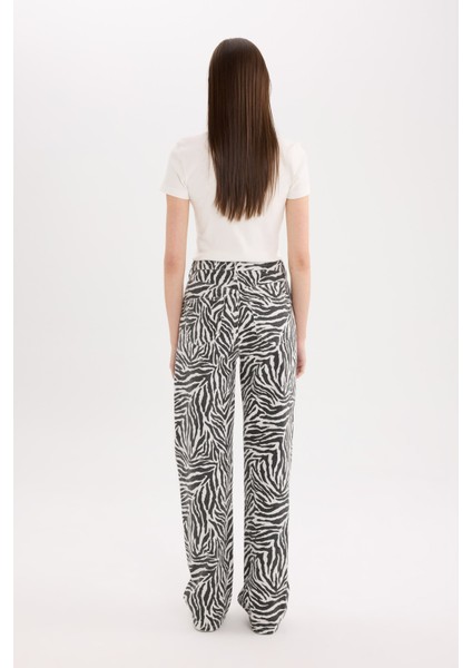 Straight Fit Gabardin Pantolon Zebra Desenli Normal Bel Standart Boy E4134AX25SP