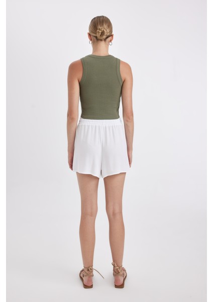 Regular Fit Normal Bel Düz Paça Krinkıl Viskon Şort A3532AX24HS