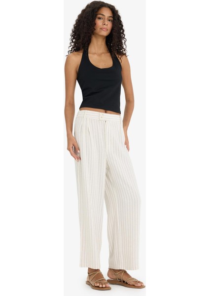 Culotte Yüksek Bel Geniş Paça Pensli Keten Karışımlı Pantolon F1855AX25SP fiyatları