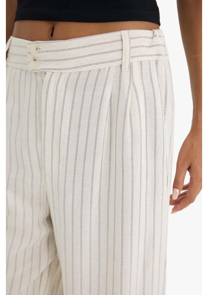 Culotte Yüksek Bel Geniş Paça Pensli Keten Karışımlı Pantolon F1855AX25SP indirimleri